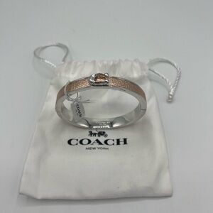 Coach Silver and Rose Metallic Textured Bangle